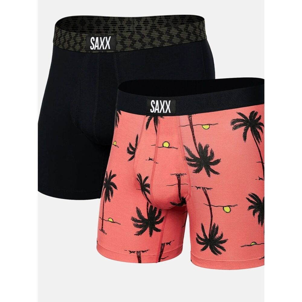 SAXX Ultra Super Soft 2 Pack Stretch Boxer Briefs, Palm Black, Smalls, NWOT